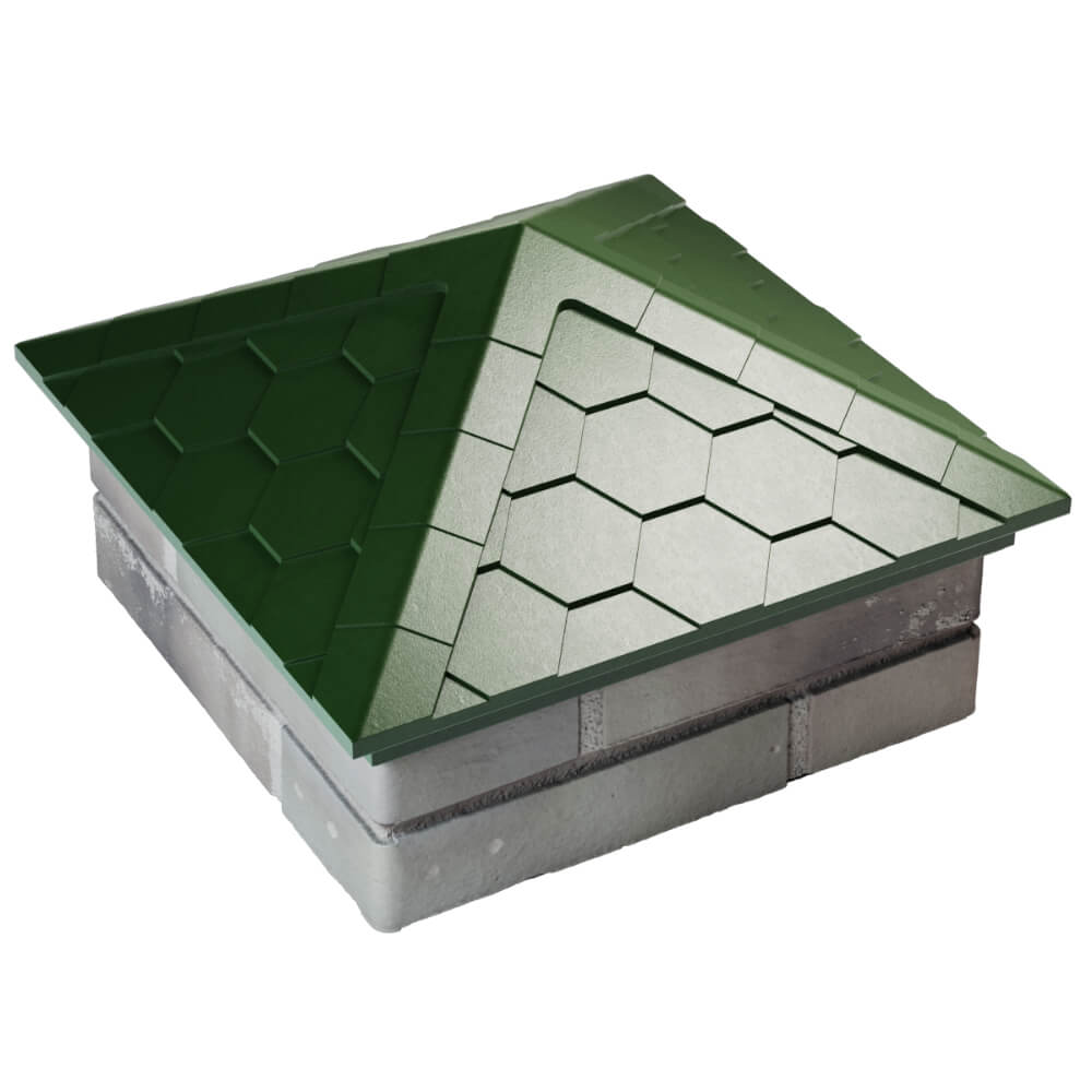 Колпак Zking Эверест Зеленый на столб 1.5х1.5 кирпича (390х390мм) в Белогорске фото
