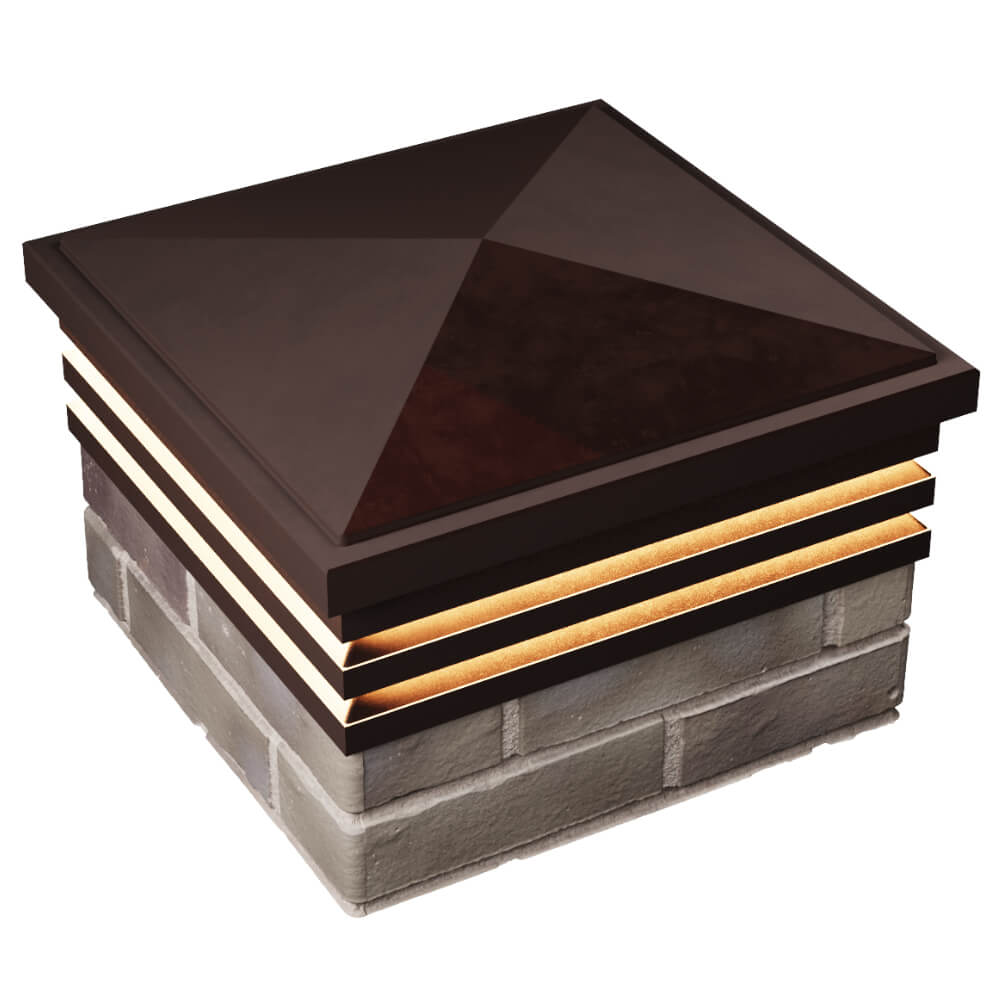 Колпак Zking Бона ХайТек Коричневый на столб 1.5х1.5 кирпича (385х385мм) с подсветкой в Белогорске фото