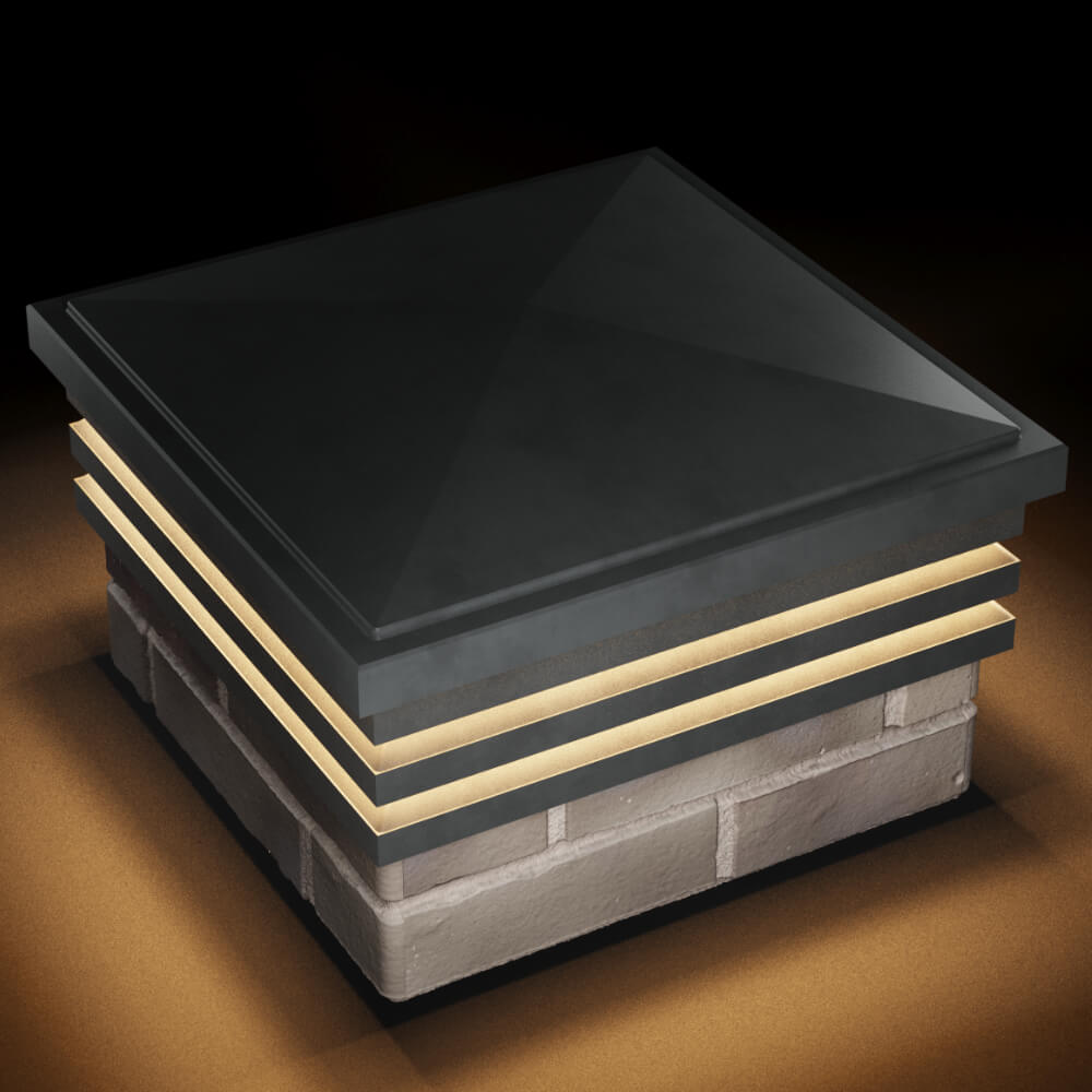 Колпак Zking Бона ХайТек Серый на столб 1.5х1.5 кирпича (385х385мм) с подсветкой в Белогорске фото