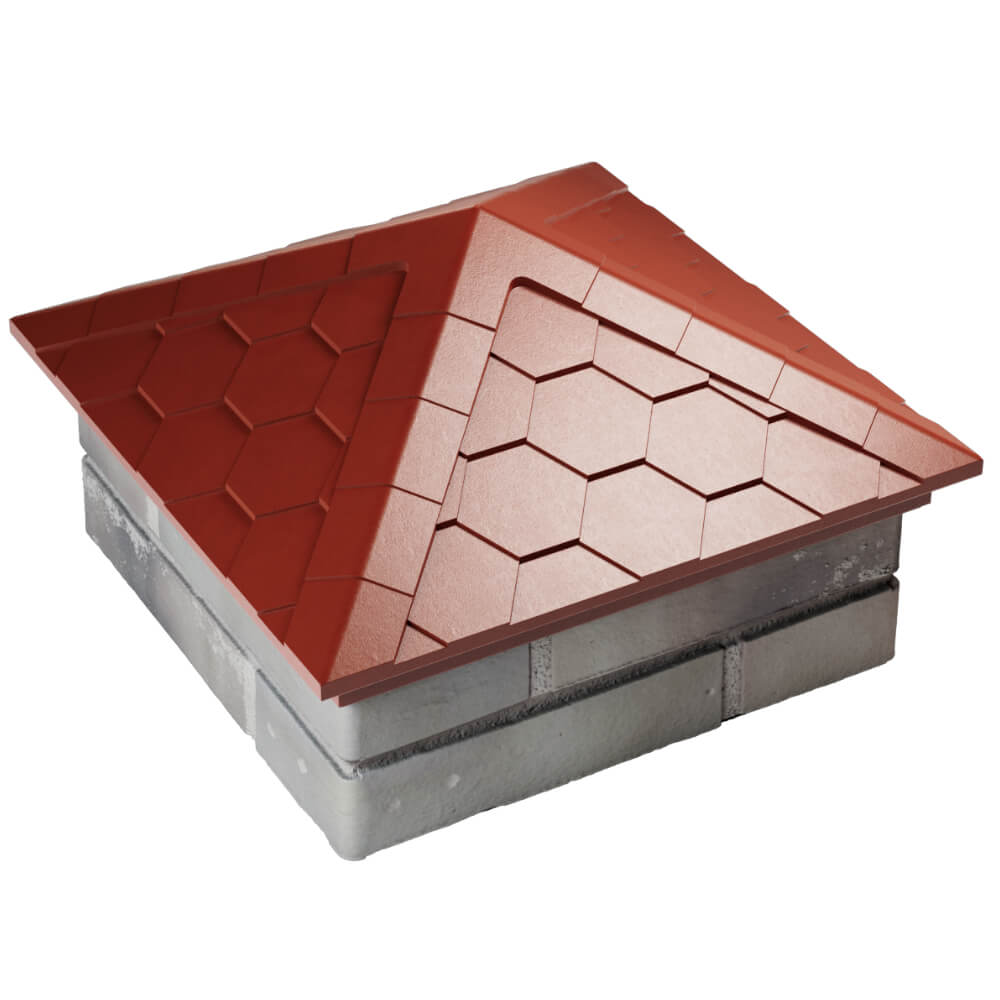 Колпак Zking Эверест Красный на столб 1.5х1.5 кирпича (390х390мм) в Белогорске фото