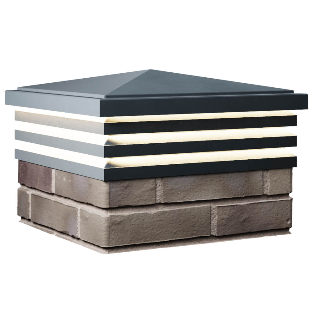 Колпак Zking Бона ХайТек Серый на столб 1.5х1.5 кирпича (385х385мм) с подсветкой в Белогорске фото