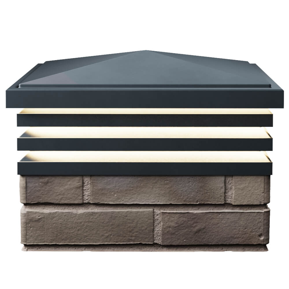 Колпак Zking Бона ХайТек Серый на столб 1.5х1.5 кирпича (385х385мм) с подсветкой в Белогорске фото