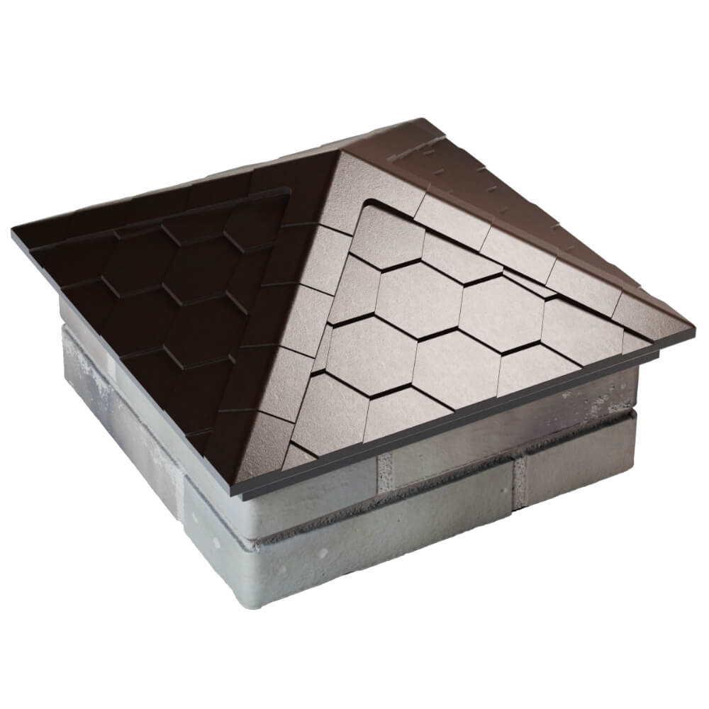 Колпак Zking Эверест Коричневый на столб 1.5х1.5 кирпича (390х390мм) в Белогорске фото