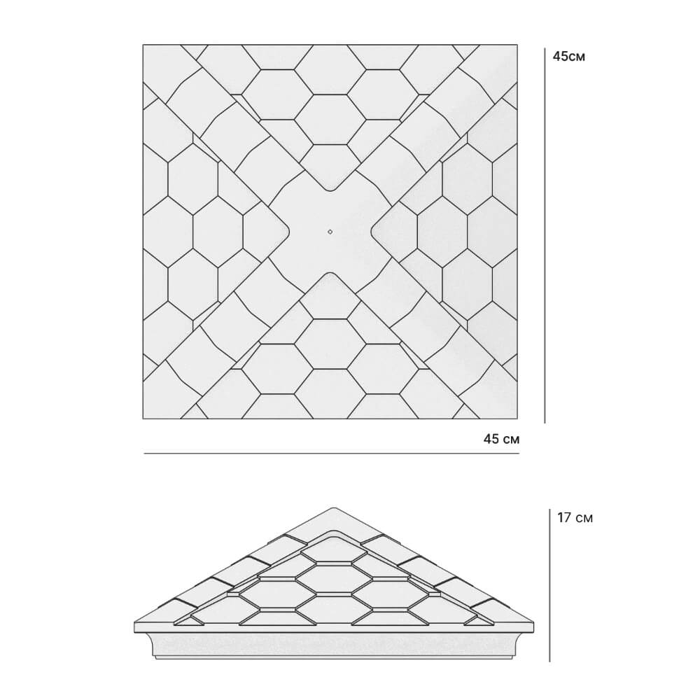 Колпак Zking Эверест Серый на столб 1.5х1.5 кирпича (390х390мм) в Белогорске фото