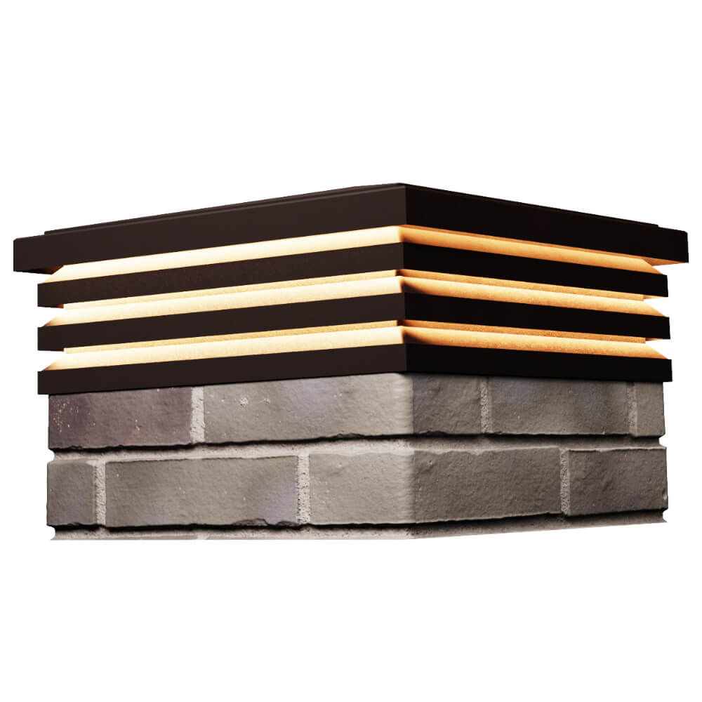 Колпак Zking Бона ХайТек Коричневый на столб 1.5х1.5 кирпича (385х385мм) с подсветкой в Белогорске фото