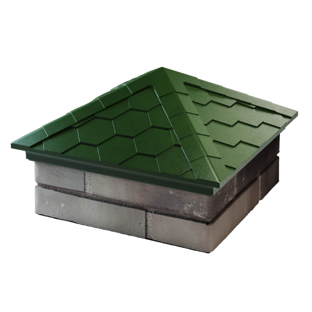 Колпак Zking Эверест Зеленый на столб 1.5х1.5 кирпича (390х390мм) в Белогорске фото