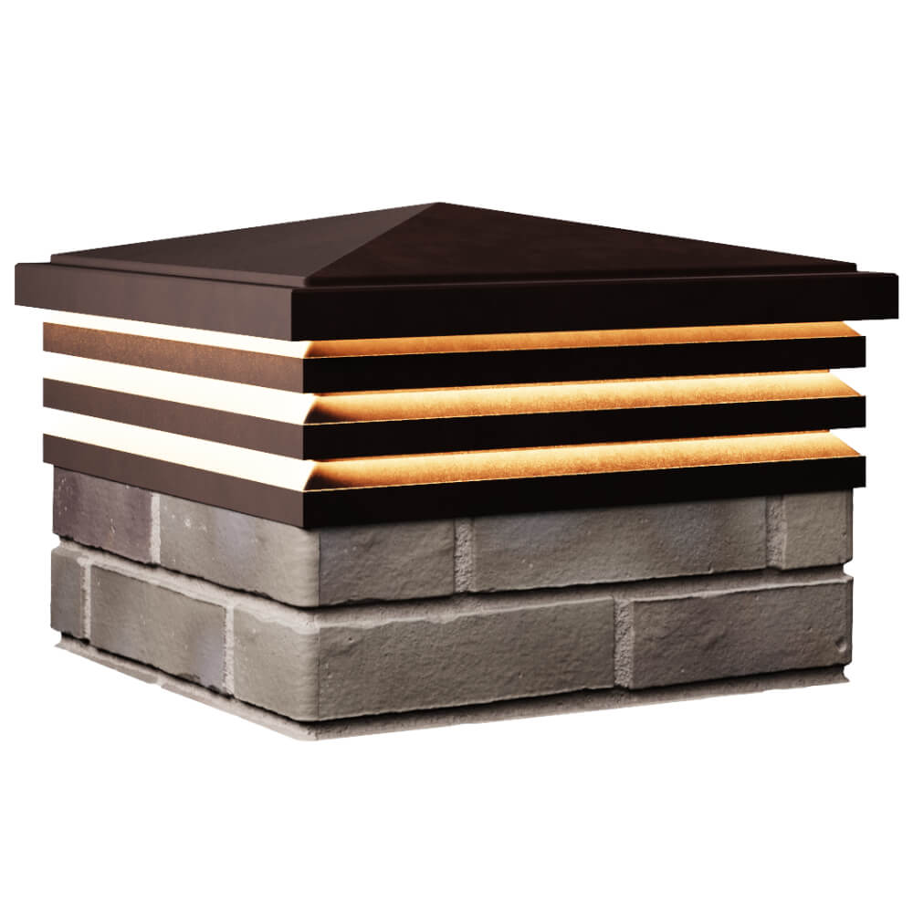 Колпак Zking Бона ХайТек Коричневый на столб 1.5х1.5 кирпича (385х385мм) с подсветкой в Белогорске фото