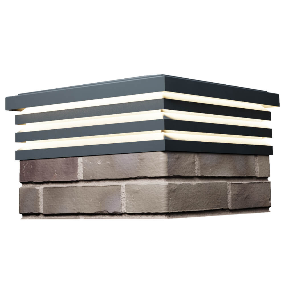 Колпак Zking Бона ХайТек Серый на столб 1.5х1.5 кирпича (385х385мм) с подсветкой в Белогорске фото