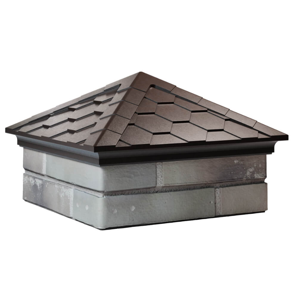 Колпак Zking Эверест Коричневый на столб 1.5х1.5 кирпича (390х390мм) в Белогорске фото